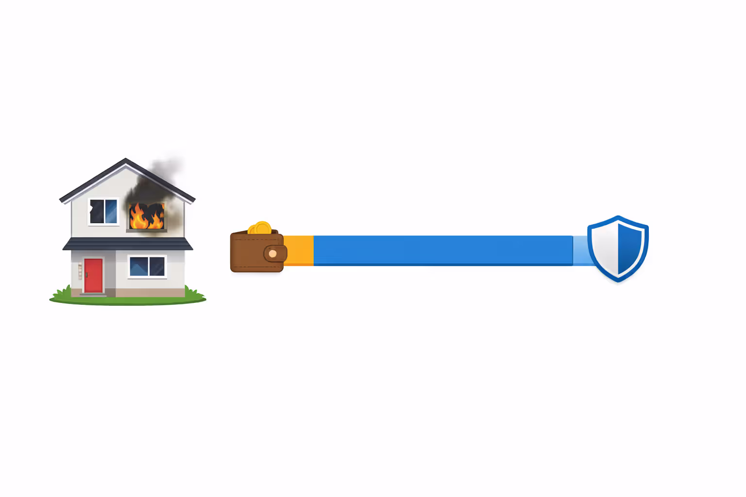 Infographic showing how home insurance deductible works with homeowner portion and insurer portion of a claim payment split on a horizontal bar